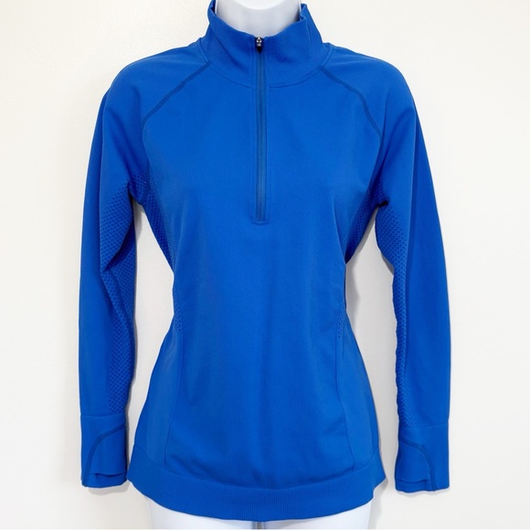 Zella Tops - ZELLA Activewear Pull Over Quarter Zip Long Sleeve Top Blue Medium